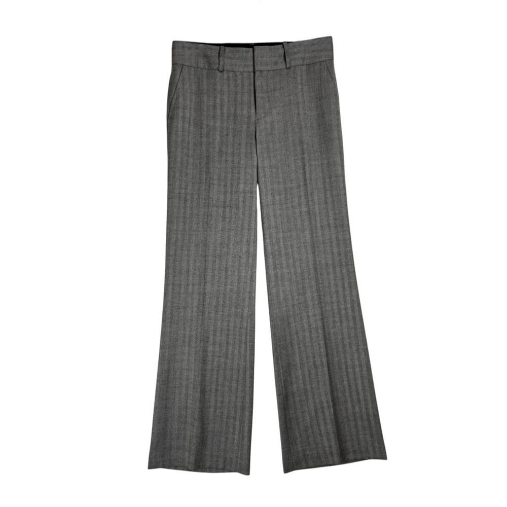 Banana Republic Martin Fit Dress Pants 6 Gray Wool Blend Herringbone Trousers